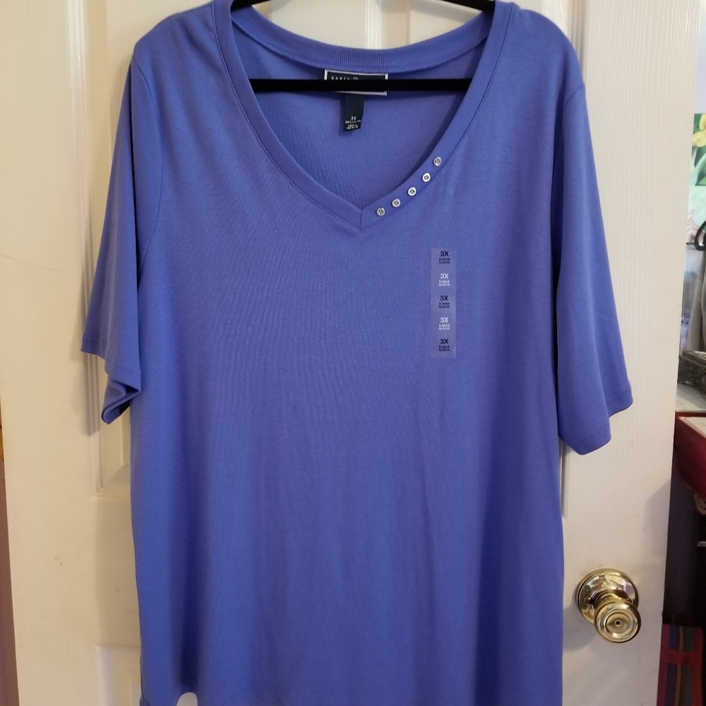 Womens Karen Scott Top Size 3X NWT Elbow Sleeve